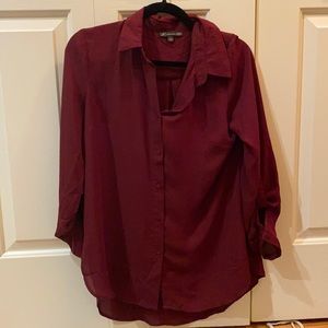 Adrianna Papell | Deep Red Button Down Blouse